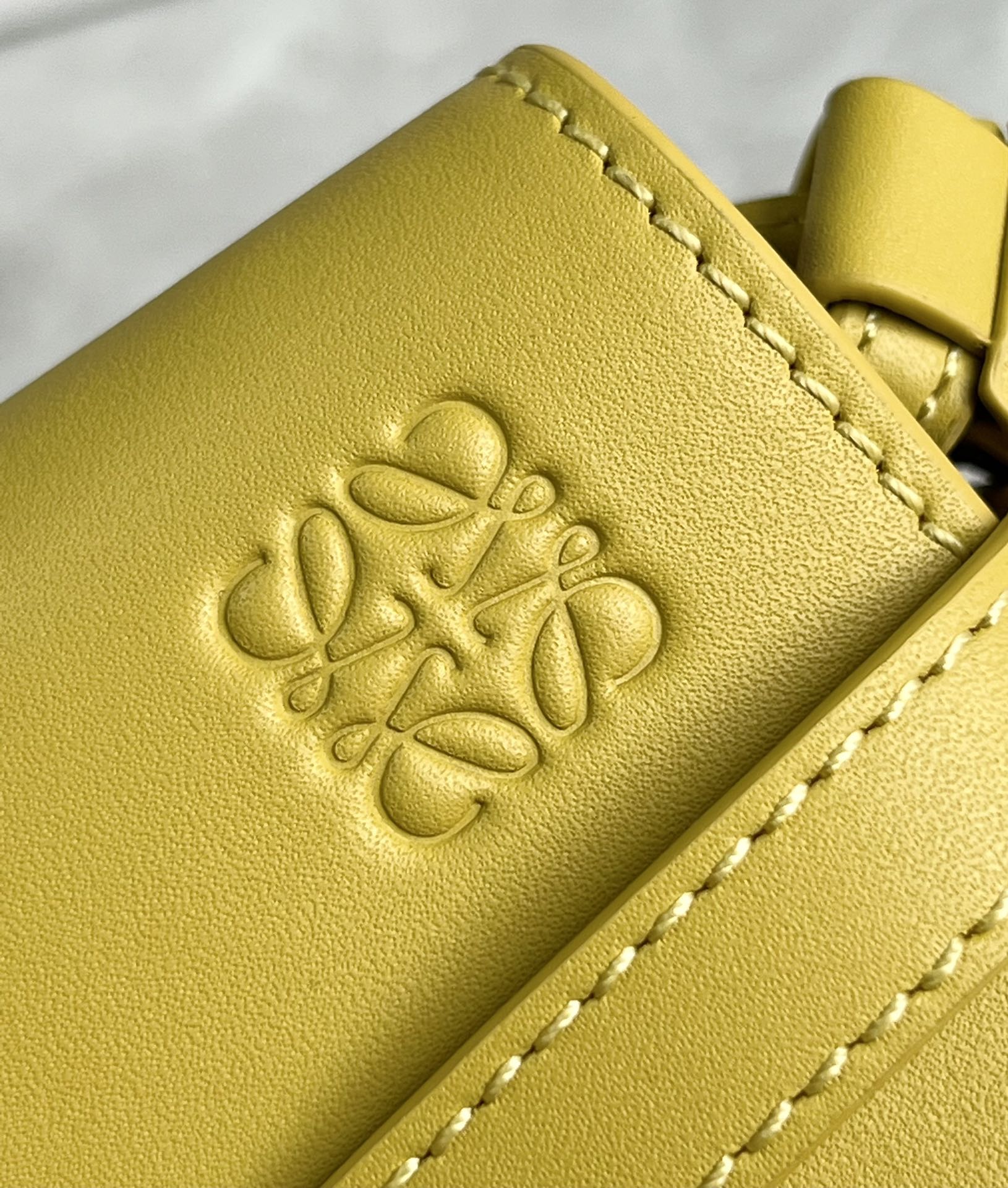 Loewe Mini Gate Dual Bag in Soft Calfskin and Jacquard Yellow